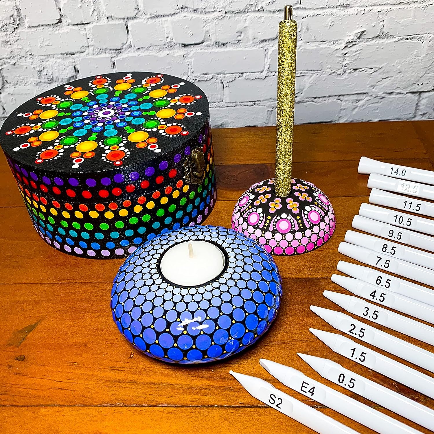 Dotting Tools for Painting Mandalas -  - 16Pc Double Ended Super Set for Mandala Dot Art - Includes Stylus - Unique Ellipse Tool - for Painting Rocks DIY Stone Craft and Canvas