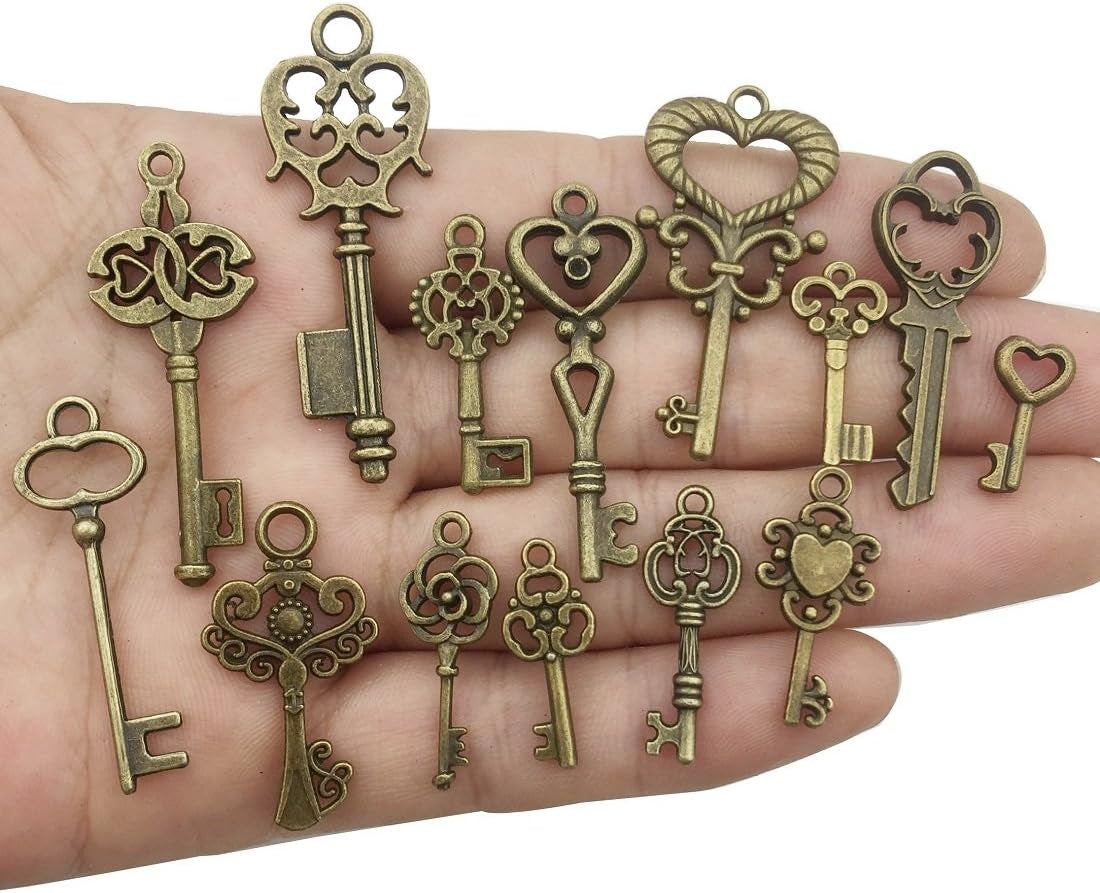 Vintage Skeleton Key in Antique Bronze Style - Set of 46Pcs (HM107)