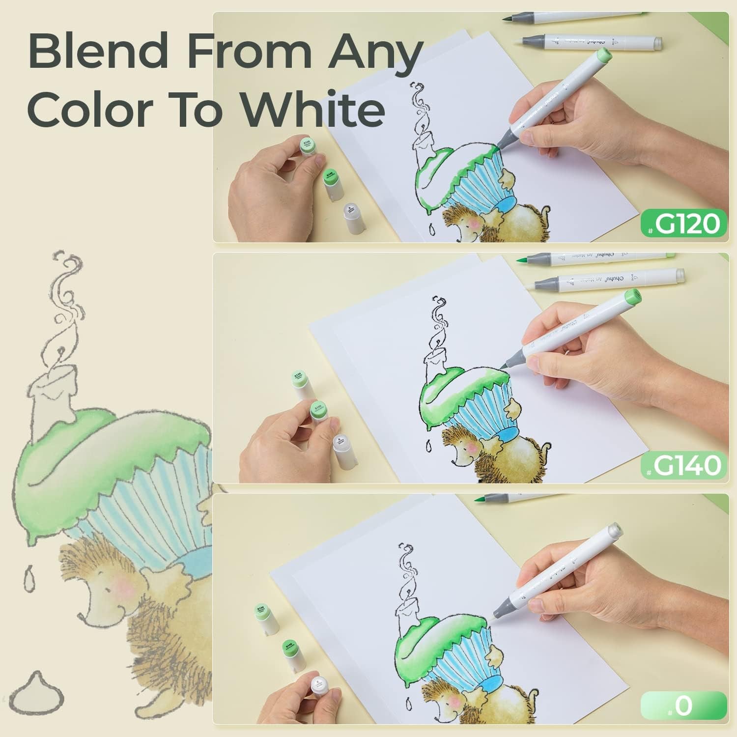 Alcohol Colorless Blenders - Pack of 6 Alcohol Based Ink No.0 Clear Blender Brush of  Markers for Adding Highlights Textures - Erasing Mistakes - Works Well with All Alcohol Markers
