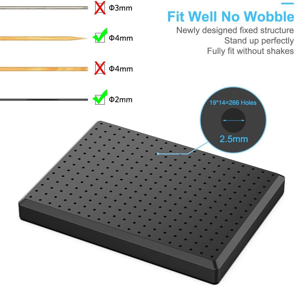 Model Painting Stand Base (19 X 14 Holes) and 25PCS Alligator Clip Sticks Set (With Sturdy Rubber Tips) Modeling Tools for Airbrush Spray, for Gundam Model Parts Holder (7.87 X 5.9Inch)