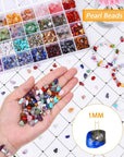 Crystal Beads for Ring Making, 28 Colors Chips and Gemstone Beads, Ring Making Kit with Plastic Box for Jewelry, Bracelets, Earring Making Supplies