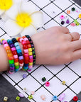 Bead Bracelet Making Kit,  Bead Friendship Bracelets Kit with Pony Beads Letter Beads Charm Beads and Elastic String for Bracelet and Jewelry Making Rainbow Colors