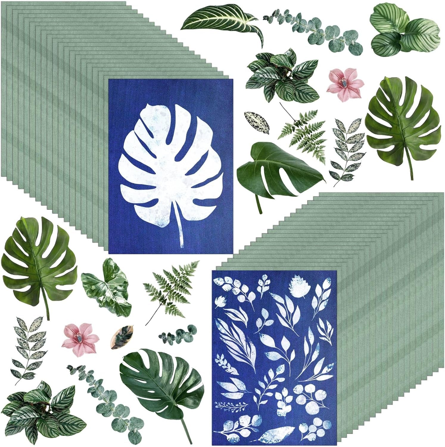 40 Sheets Sun Print Paper Kit Cyanotype Paper, A5 Sun Art Paper, High Sensitive Nature Sun/Solar Activated Sun Printing Art Drawing Paper for Arts Crafts DIY Project (5.8X 8.3 Inch)