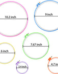 6 Pieces Embroidery Hoops, Plastic Circle Cross Stitch Hoop Ring 3.4 Inch to 10.2 Inch (Multicolor) for Embroidery and Cross Stitch