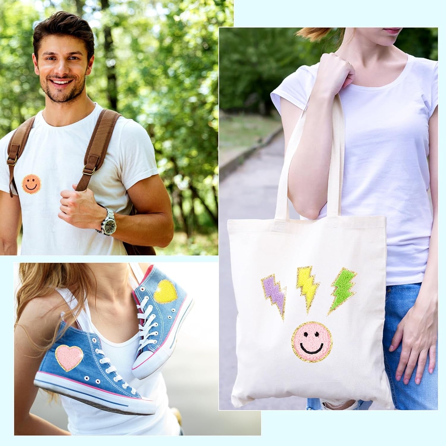 28 Pcs Iron on Patches Colorful Sew Iron on Patch Chenille Embroidered Patches Applique Patches for Clothing Fabric Jackets Jeans Repair Decor Craft(Cute Style)