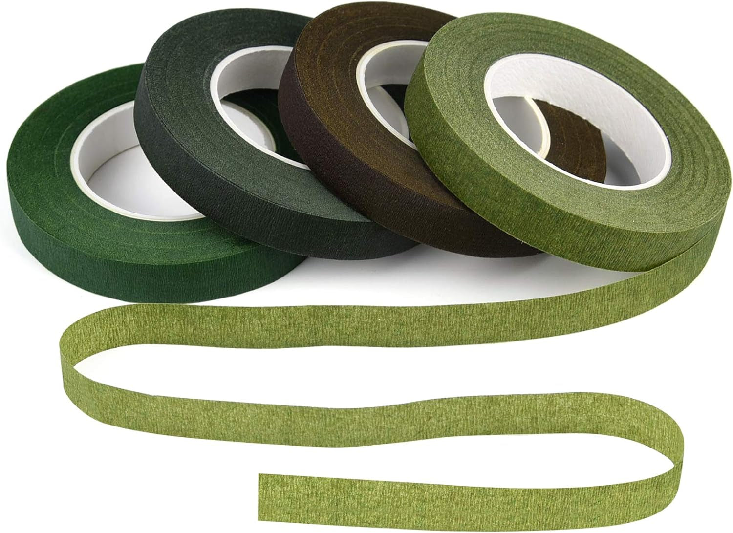 4 Rolls 1/2" Wide Floral Tapes for Bouquet Stem Wrapping and Floral Crafts,Wedding Bouquet,Dark Green,Light Green,Grass Green,Dark Brown