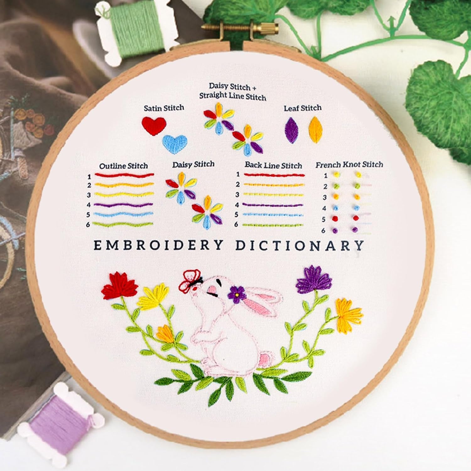 3 Sets Learn to Embroider Kit, Begginer Embroidery Kit for Adults, Embroidery Starter Kit with Patterns, Needles, Ajustable Hoop, Instructions