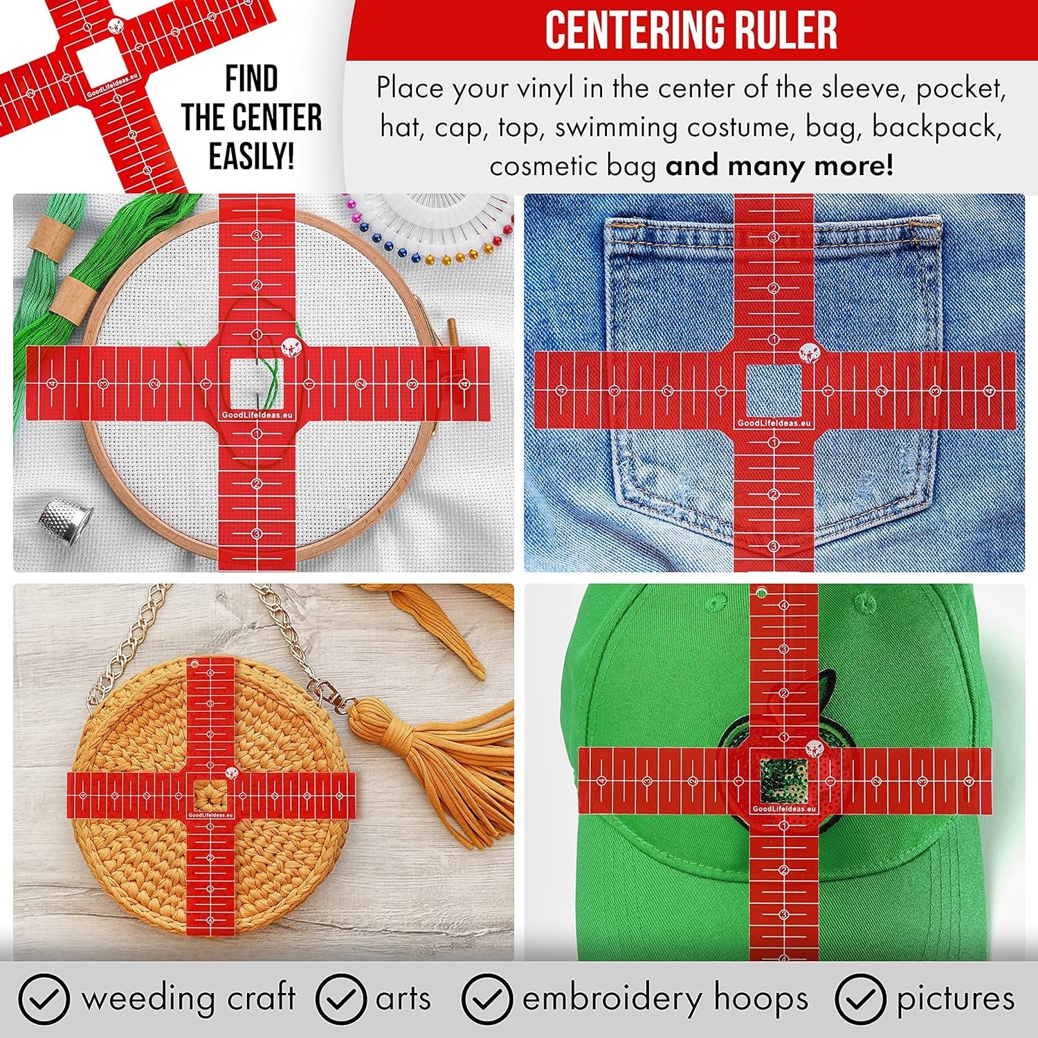 Tshirt Ruler Guide for Vinyl Alignment - T Shirt Ruler Guide for Heat Press, Shirt Measurement Tool for Heat Press, T-Shirt Ruler Centering Guide