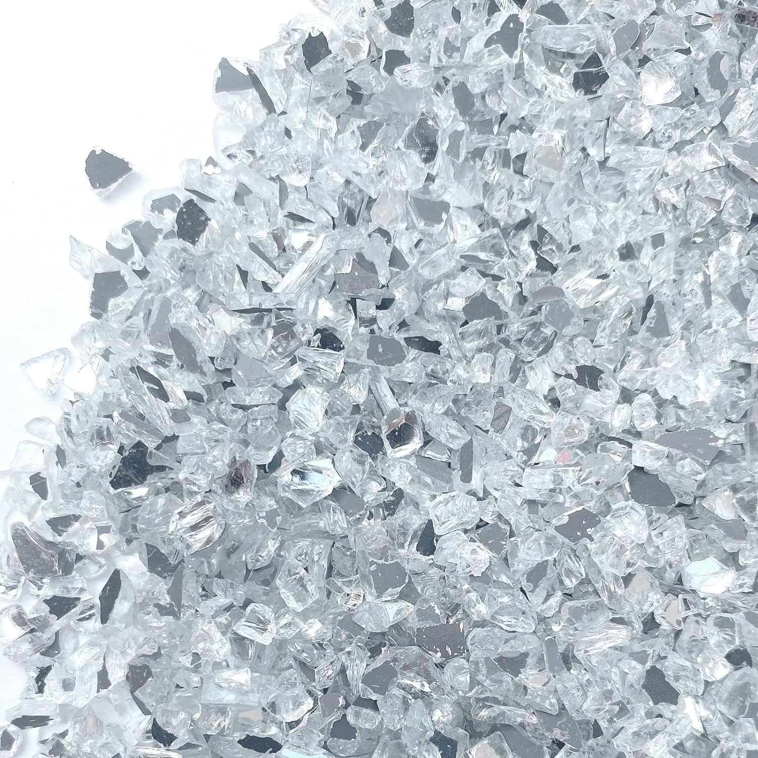 3Lb Crushed Mirror Glass for Crafts, Resin Glue Art Decorative DIY White Mirror Pieces 6-8Mm