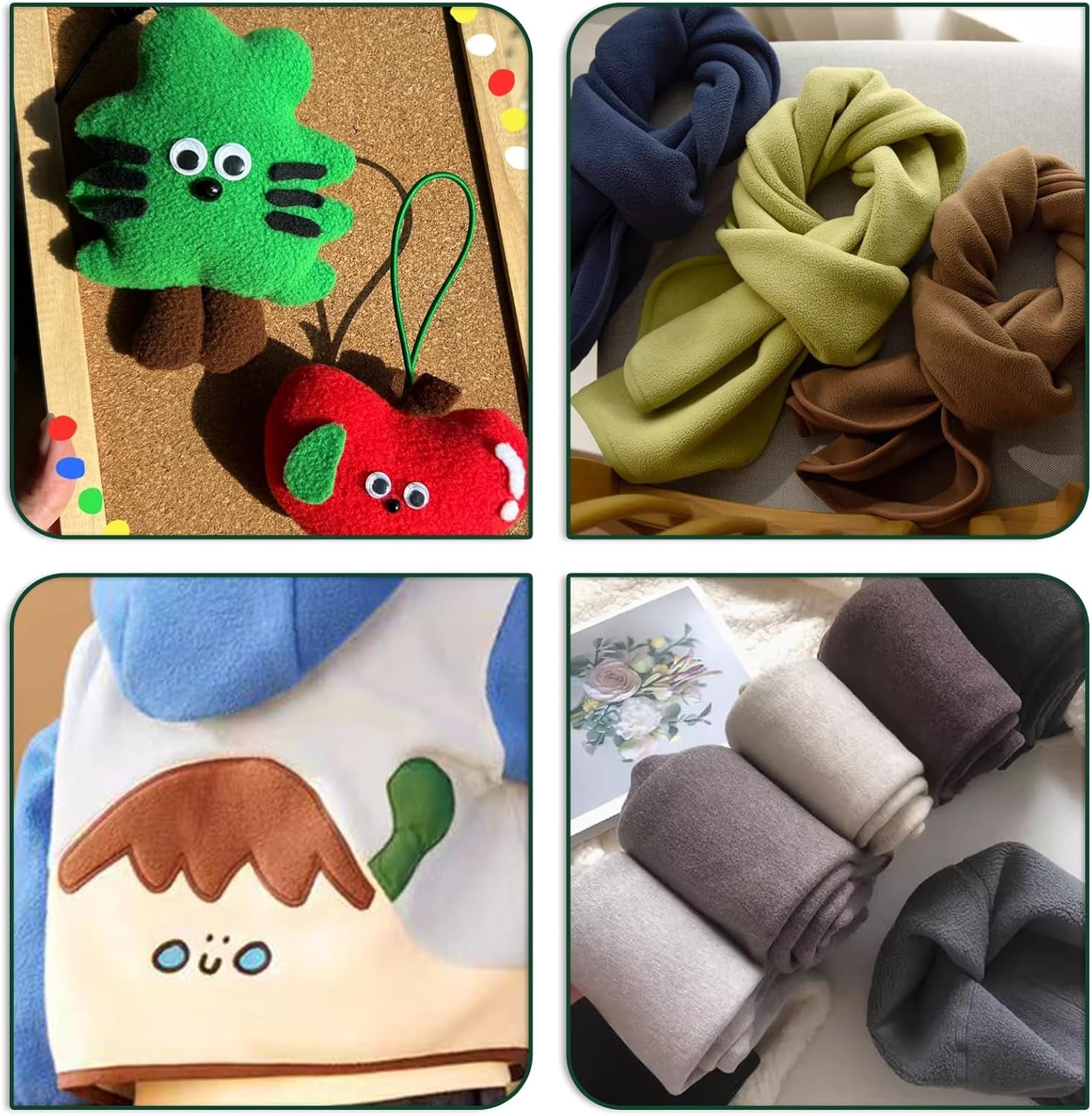 12PCS Solid Color Knitted Polar Fleece Fabric | 20''X40'' | anti Pill Fabric Patchwork Polyester Plush Fleece Cloth for Sewing, Toys, Throw Blankets, PJ Pants, Booties, Eye Mask