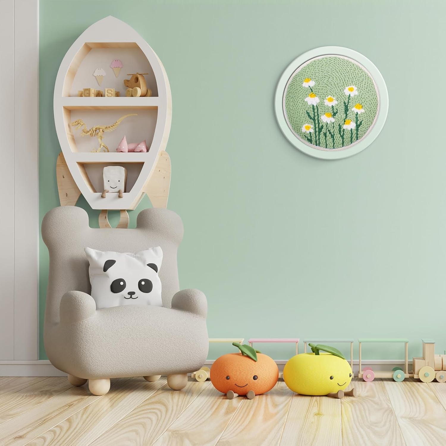 Punch Needle Embroidery Starter Kits,Rug Hooking Kit for Kids and Adults Beginners,Handcraft Punch Needle Kits with Embroidery Hoops,Flowers and Plants Pattern