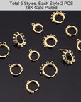18K Gold Plated Huggie Hoop Earrings, 12Pcs Brass Stud Earring Findings Small Gold Hoop Jewelry Earrings Hooks with Loop for Women DIY Earring Crafts Making, Hole 1~2Mm