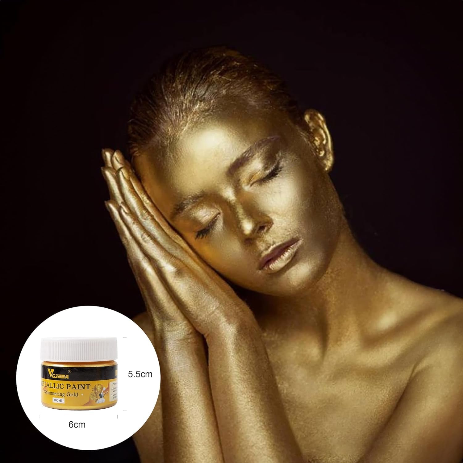 Acrylic Paint Metallic Gold, Non Toxic, Non Fading, 100Ml Gold Leaf Paint for Art, Painting, Handcrafts, Ideal for Canvas Wood Clay Fabric Craft Supplies