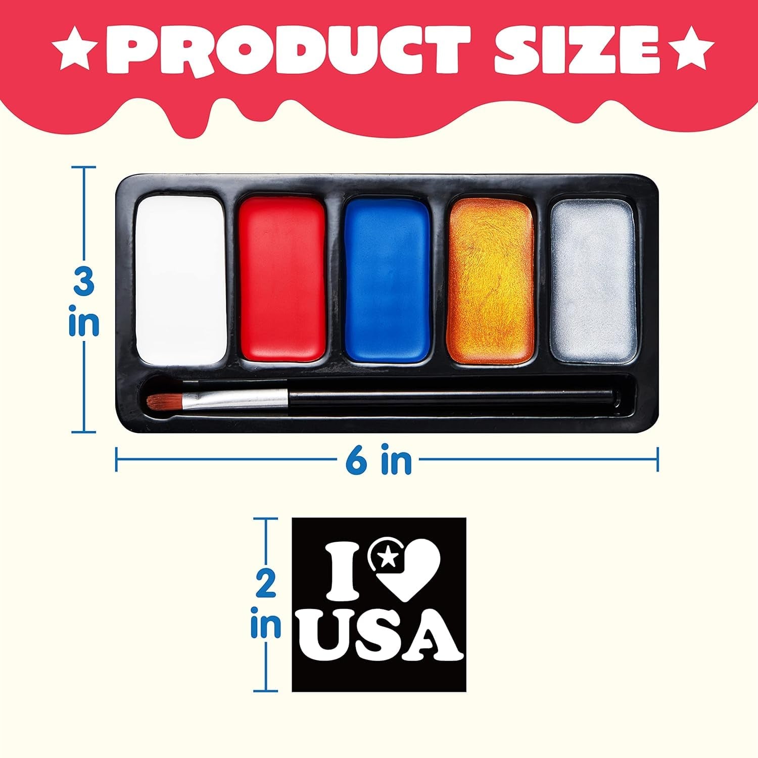 5 Colors Patriotic Face Paint Kit with Glitter and 16 Pcs Stencils Sticker for Kids, 4Th of July Face Paint Red White Blue Face Paint for Independence Day, Memorial Day Party, Veterans Day