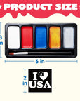 5 Colors Patriotic Face Paint Kit with Glitter and 16 Pcs Stencils Sticker for Kids, 4Th of July Face Paint Red White Blue Face Paint for Independence Day, Memorial Day Party, Veterans Day