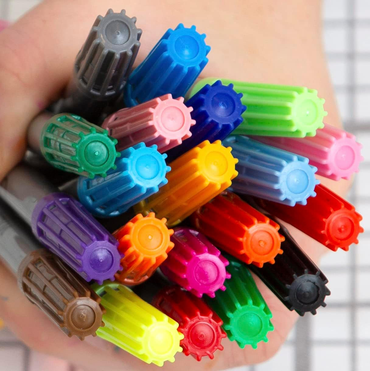 Artist Set of 20 Original Doodle Wash-Out Fabric Marker Set - Double-Ended Felt Tips in Handy Storage Box