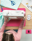 Sewing Mat Set, Sewing Machine Muffling Mat, Reduce Sewing Machine & Pedal Vibrations, Movement and Slipping, Sewing Machine and Sergers Accessory (2-Piece Set) (Rose Red)
