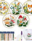 4 Sets Embroidery Kit for Beginners, Art Craft Handy Sewing Set Hummingbird and Flower Cross Stitch Starter Kits, DIY Embroidery Kits with Patterns and Instructions Hoops Needles Threads