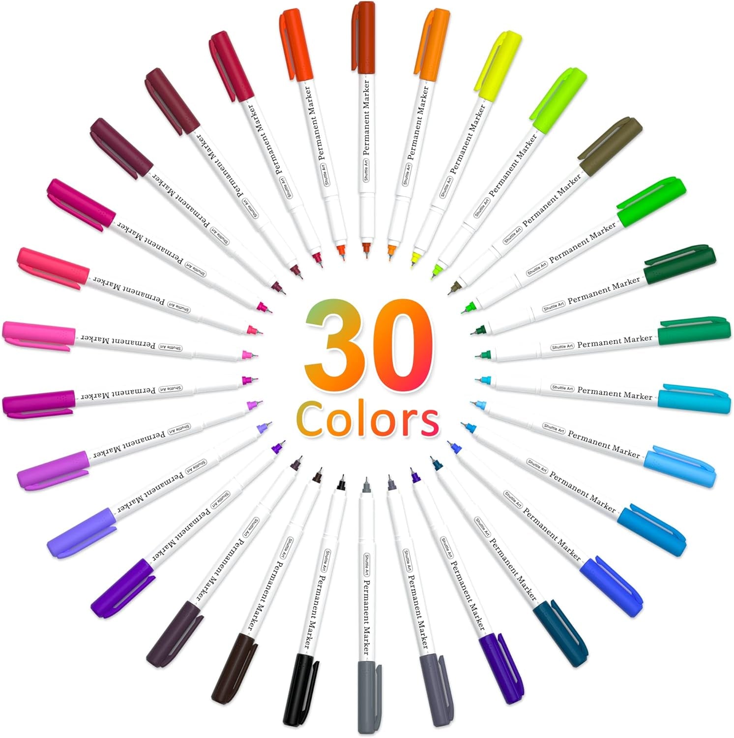 Permanent Marker, 30 Colors Ultra Fine Point, Assorted Colors, Works on Plastic,Wood,Stone,Metal and Glass for Kids Adult Coloring Doodling Marking