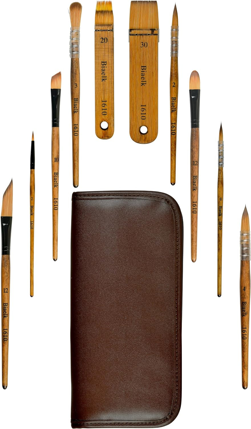 1610 Professional Watercolor Paint Brushes, 10PCS Variety Brushes for Beginners and Professionals Including Pointed Rounds, Flats, Dagger, for Watercolors,Acrylics,Inks,Gouache,Oil and Tempera