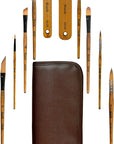 1610 Professional Watercolor Paint Brushes, 10PCS Variety Brushes for Beginners and Professionals Including Pointed Rounds, Flats, Dagger, for Watercolors,Acrylics,Inks,Gouache,Oil and Tempera