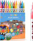 Acrylic Paint Pens for Rock Painting, Fabric, Wood, Canvas, Metal, Ceramic, Glass, 12 Colors Paint Marker Set, Non-Toxic, Quick Drying