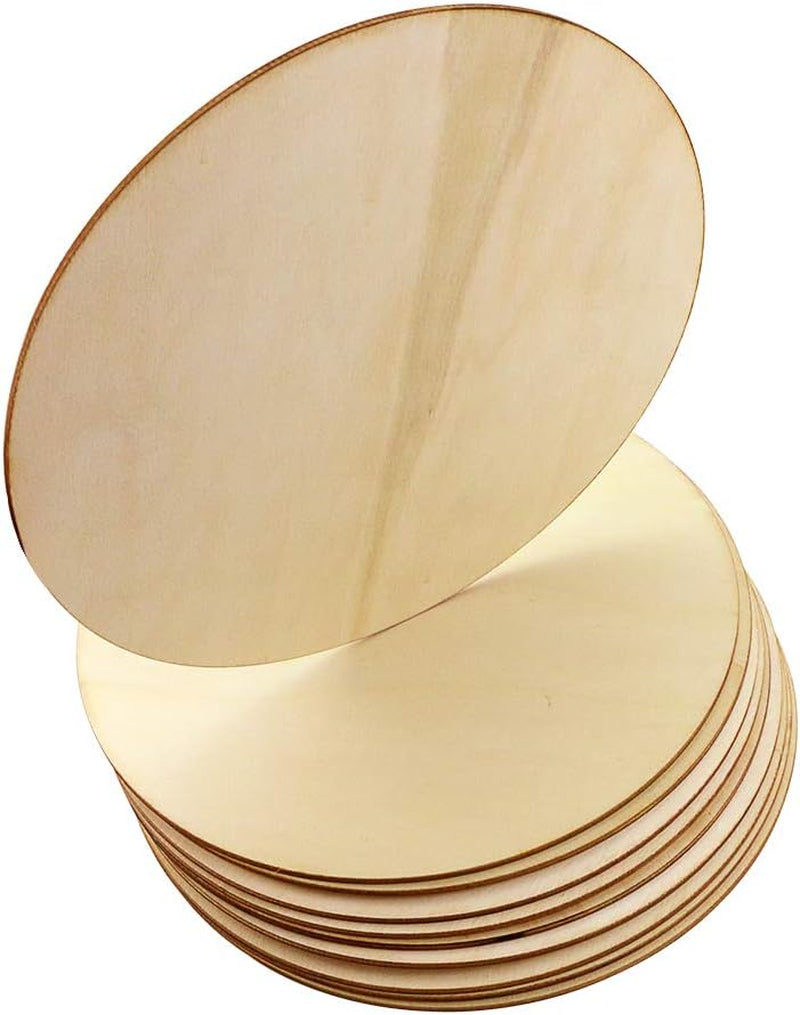 10 Pack 8 Inch Unfinished Natural Wood round Circle for DIY Crafts,Pyrography,Painting,Engraving,Home Decoration