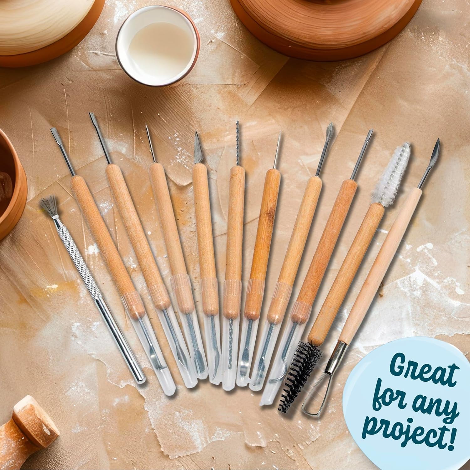 Pottery Tool Kit -21 Tip Double Sided, 11-Piece Tool Beginner&#39;S Clay Sculpting Set, Clay, Wood Carving, Ceramic Art Project Accessory for School, Classrooms, Kids/Adults, Birthday Gift, Craft Activity