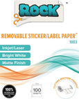 Paper Scissors Removable Sticker Paper 8.5"X11" 100 Count