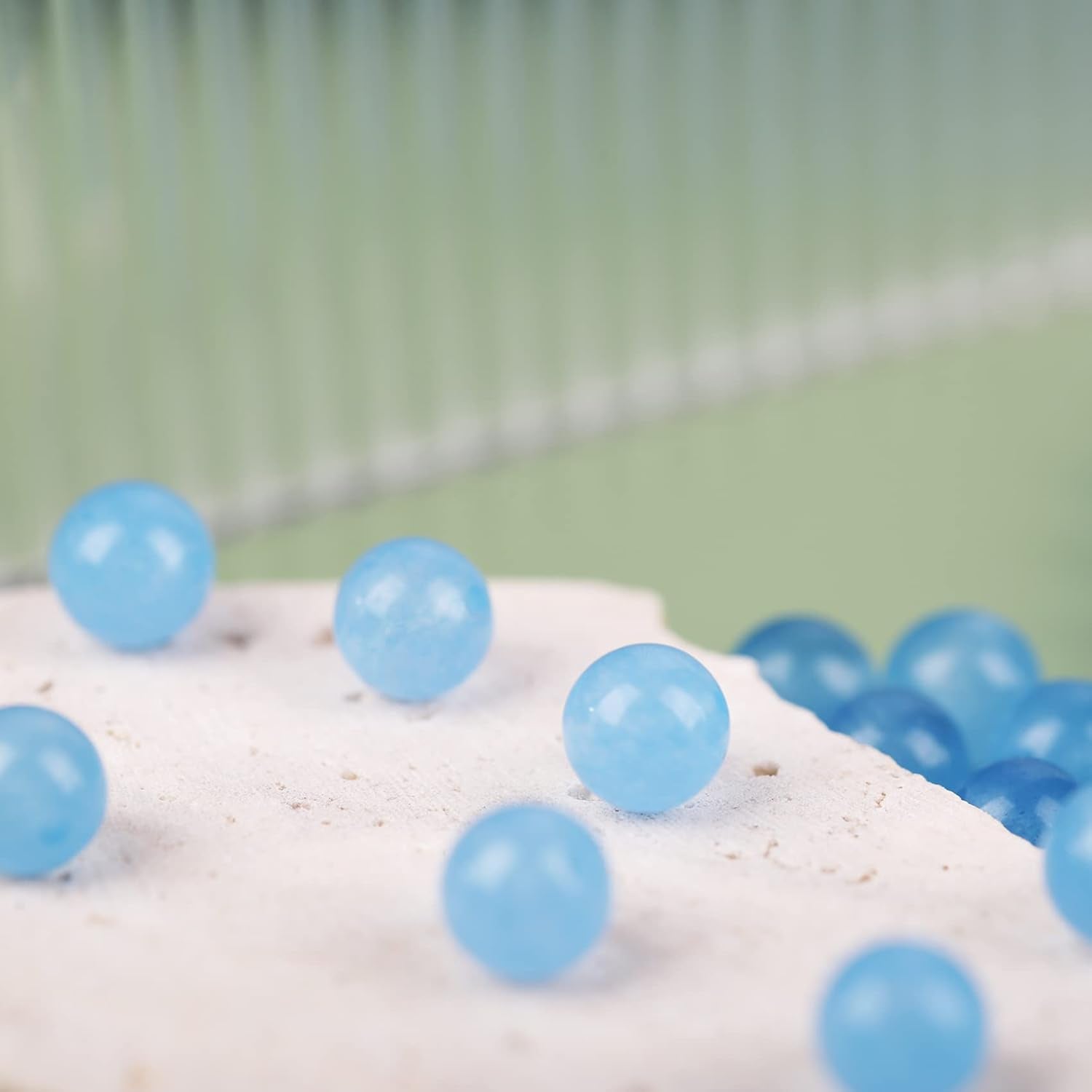 140 Pcs 8Mm Natural Gemstone Beads for Jewelry Making, Sky Blue round Smooth Healing Agate Stone Beads Bulk