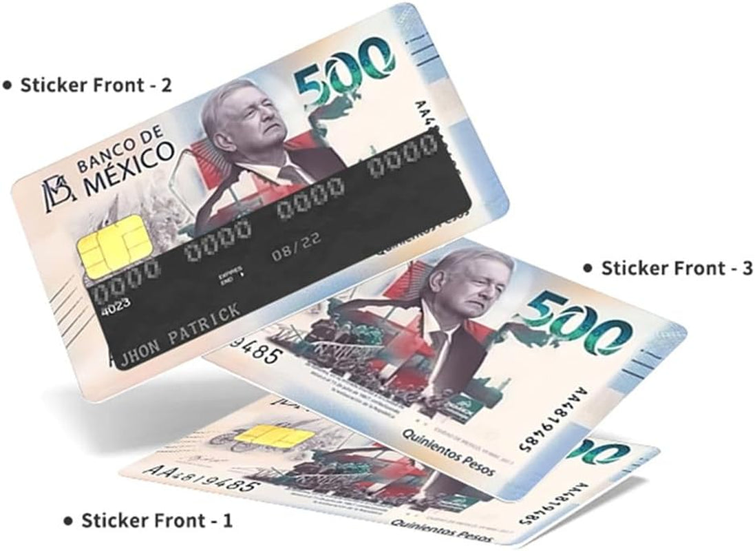 Credit Card Sticker Small Chip Debit Card Skin Cover Mexican Bank Card Transportation, Key, Debit, Credit Card Skin Removeable (500-3)