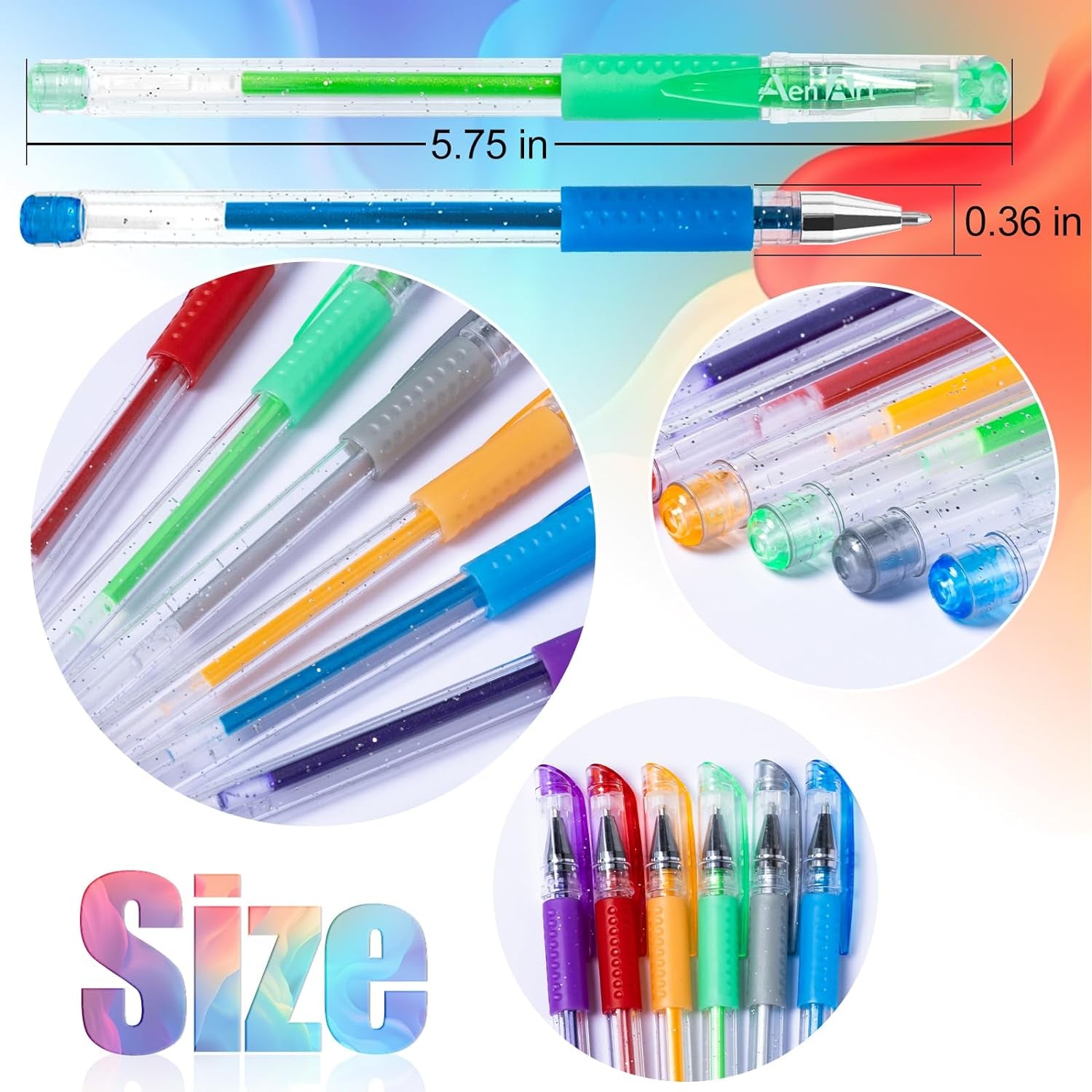 Glitter Gel Pens for Adult Coloring Books, 36 Colors Gel Marker Set Colored Pen with 40% More Ink for Kids Drawing, Doodling, Crafts and Taking Note