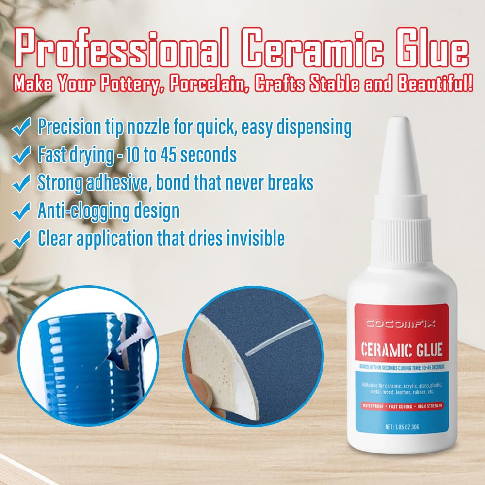 Ultimate Ceramic Glue, Proper for Ceramic & Porcelain，30G – Waterproof, High Temperature Resistant and Food Grade Material.