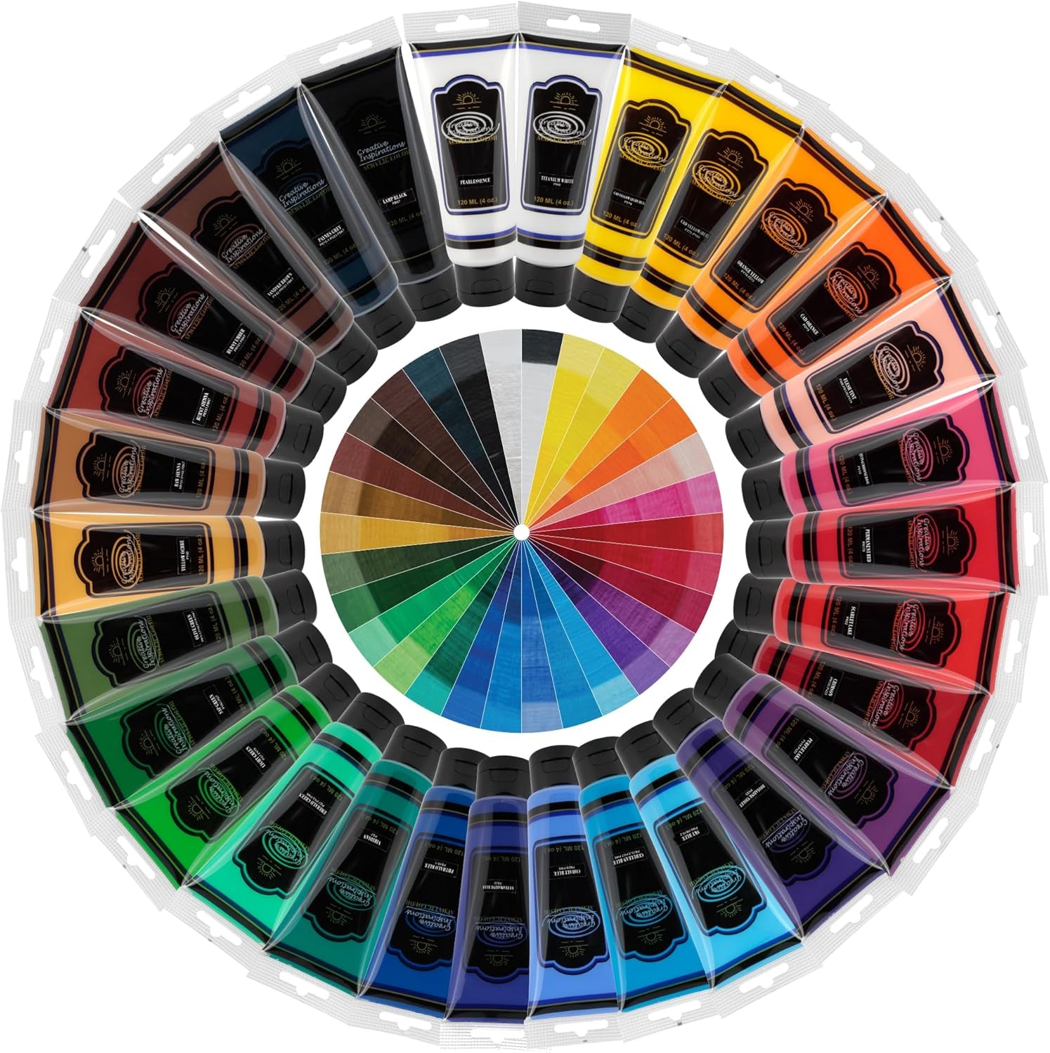 Acrylic Paint - Spectrum Set - 120 Ml Tube - Smooth &amp; Creamy Consistency, Vibrant Pigmentation, Great Coverage for Artists - Clean up with Soap &amp; Water