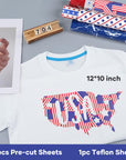 American Flag Heat Transfer Vinyl - 13 Pack 4Th of July Iron on Vinyl Pattern HTV Vinyl 12×10Inch, White HTV & Patriotic Navy Blue for Independence Day HTV Vinyl