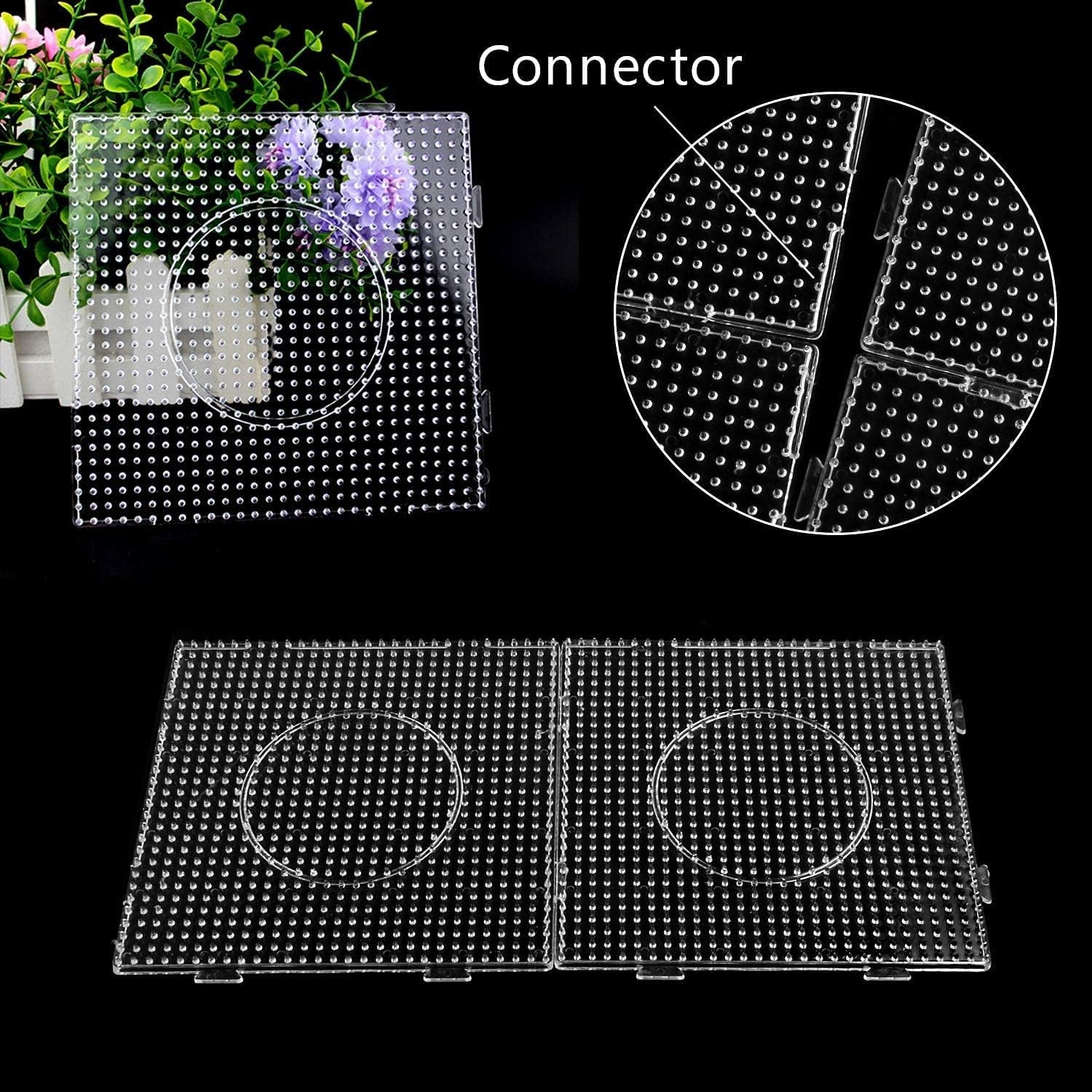 9Pcs 5Mm Large Square Fuse Beads Pegboards Plastic Beads Boards with Ironing Paper, Beads Tweezers for Kids Craft Beads