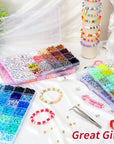 16860 Pcs Clay Beads Bracelet Making Kit, 128 Colors Polymer Beads Spacer Heishi Beads, Flat Preppy Beads for Jewelry Making Kit with Charms, DIY Crafts Gift