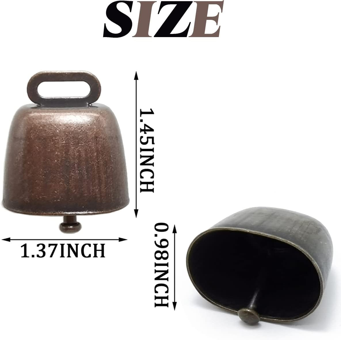 18PCS Cow Horse Sheep Grazing Copper Bells Small Brass Bells Cattle Goat Farm Loud Bronze Bell Long Distance Horse Sheep Iron Bells for Christmas Decoration (Red Bronze)