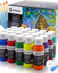 Acrylic Paint Set with 10 Brushes and 24 Colors 2Oz Art Craft Paint, Acrylic Paint Sets for Adults and Beginners, Art Supplies Painting Kit for Canvas, Wood, Rocks, Fabric, Glass