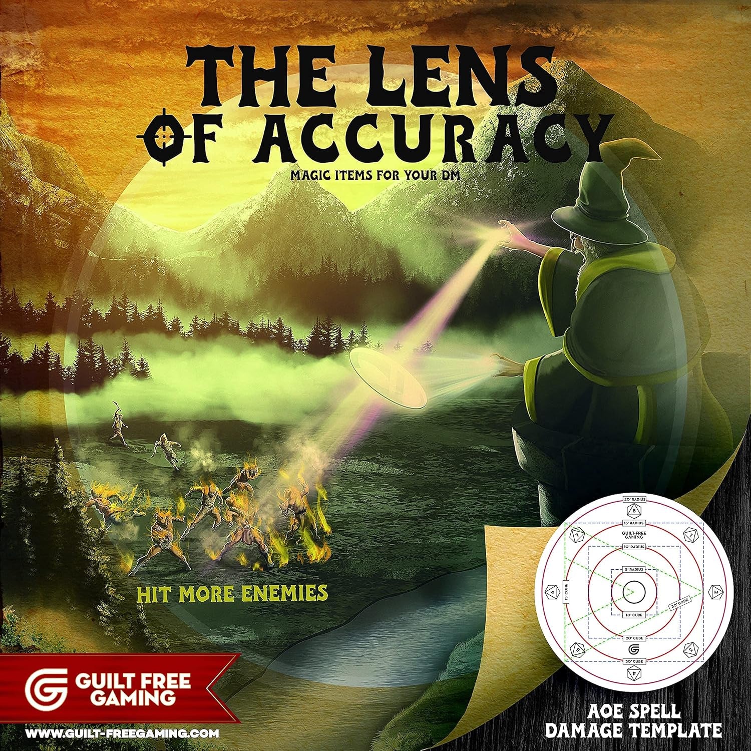 Spell Effect Templates for D&D | Maximize the Effects of Your Spells - Featuring a 30' Cone & 30' Cube, Random Direction Generator, for Use with DND, 5E Pathfinder by Guilt-Free Gaming