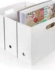 Foldable Scrapbook Paper Storage Organizer, 12X12 Scrapbook Paper Storage, Plastic File Organizer, White, 3 Pack