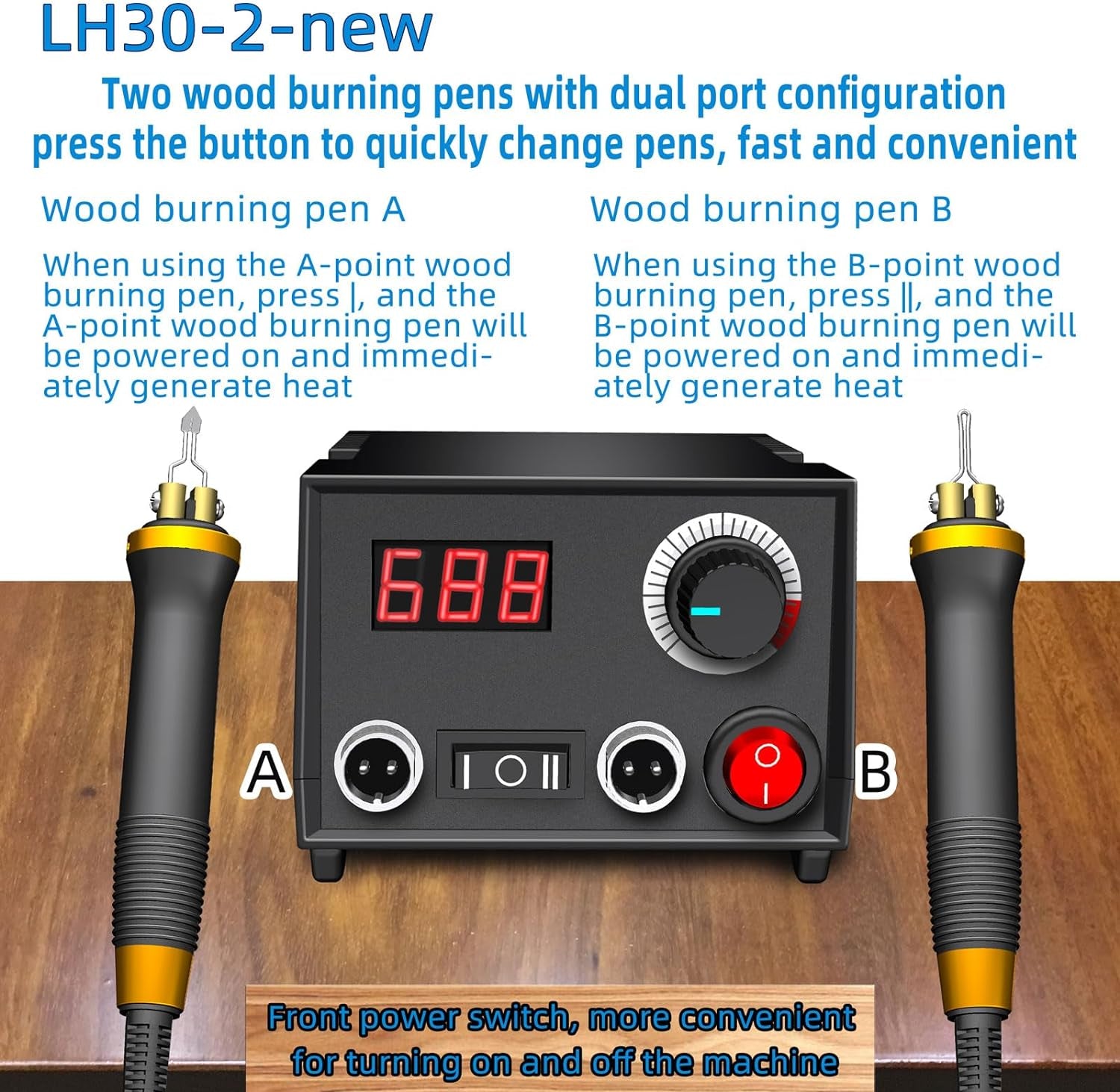 LH30 Wood Burning Kit, Digitally Adjustable Temperature Wood Burner Pen Kit, Wood Burning Tool, Professional Wood Burner Tool Kit for Adults and Beginners Craft (LH30-2 New)