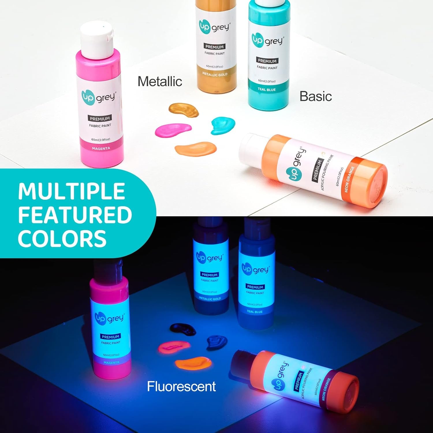 Fabric Paint Set for Clothes, 20 Colors(60Ml/2Oz Each) Permanent Textile Paint with 6 Brushes, 1 Palette, Washable Fabric Paint, Art Supplies for Clothes, Canvas, T-Shirts, Jeans, Bags, DIY Projects