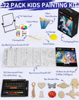 72PCS Kids Painting Set with Pattern Canvas, Art Painting Supplies Kit with 24 Acrylic Paints,10 Brushes, 8 Canvas Panels,Table Easel,Paper Pad,Color Wheel,Palette for Beginner Student Toddlers