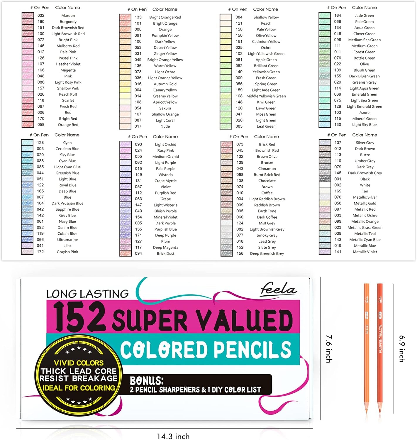 152 Colored Pencils with Pencil Sharpener Premium Soft Core Colors Pencils Set for Adult Coloring Books