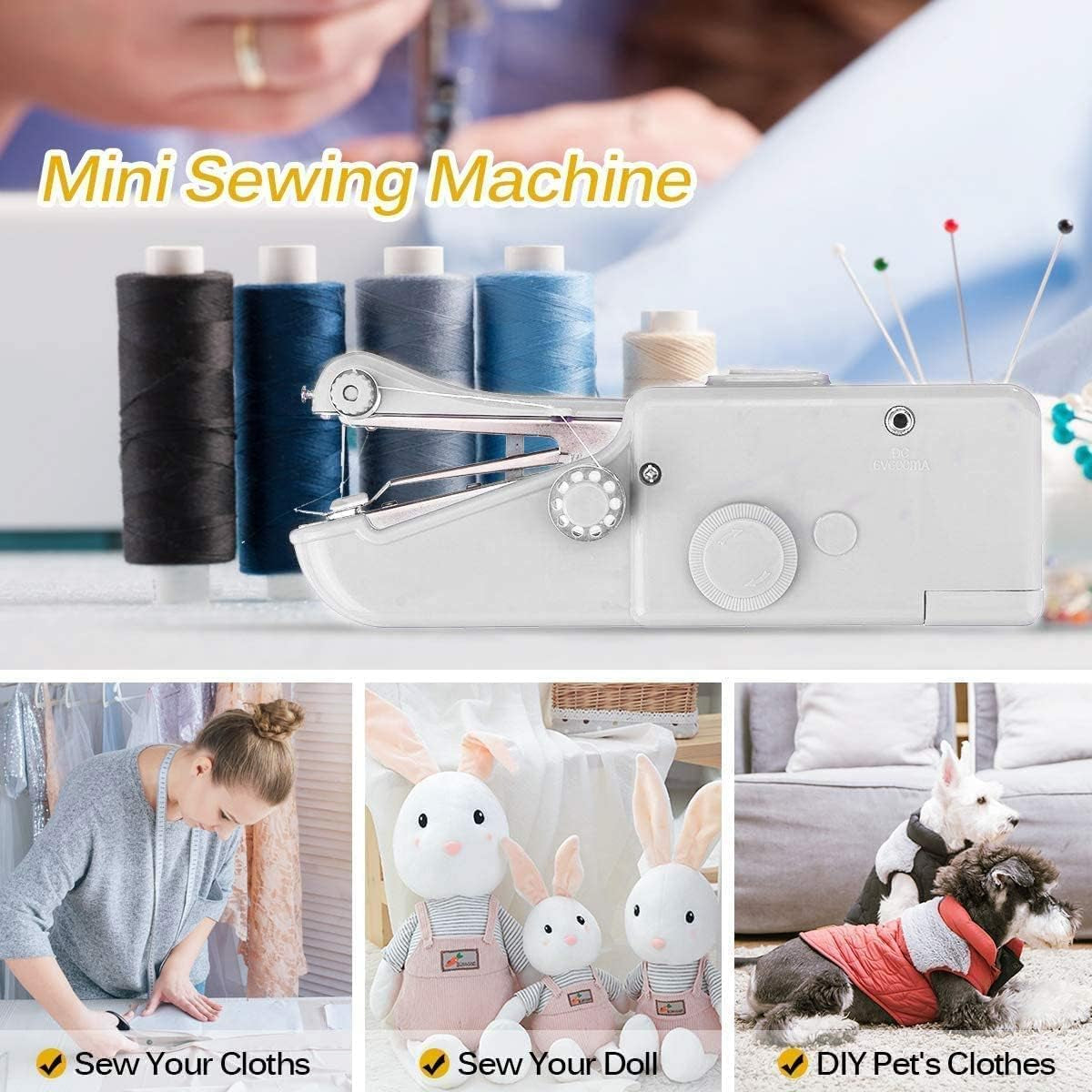 Handheld Sewing Machine Portable Mini Sewing Machine for Beginner Adult Electric Handy Sewing Machine for Quick Stitching