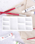 White Square Ceramic Artist Paint Palette,Porcelain Watercolor Palette,Ceramic Mixing Tray for Watercolor Gouache Painting
