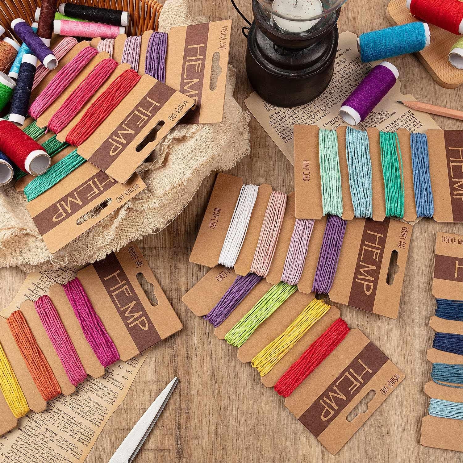 48 Colors Thread Cord for Jewelry Making, Multi-Color Flax String Cord, Natural Twine Cord Rope String for Handmade Bracelets Keychains Craft Making Accessories, 1 Mm, 240 Yards in Total (Colorful)