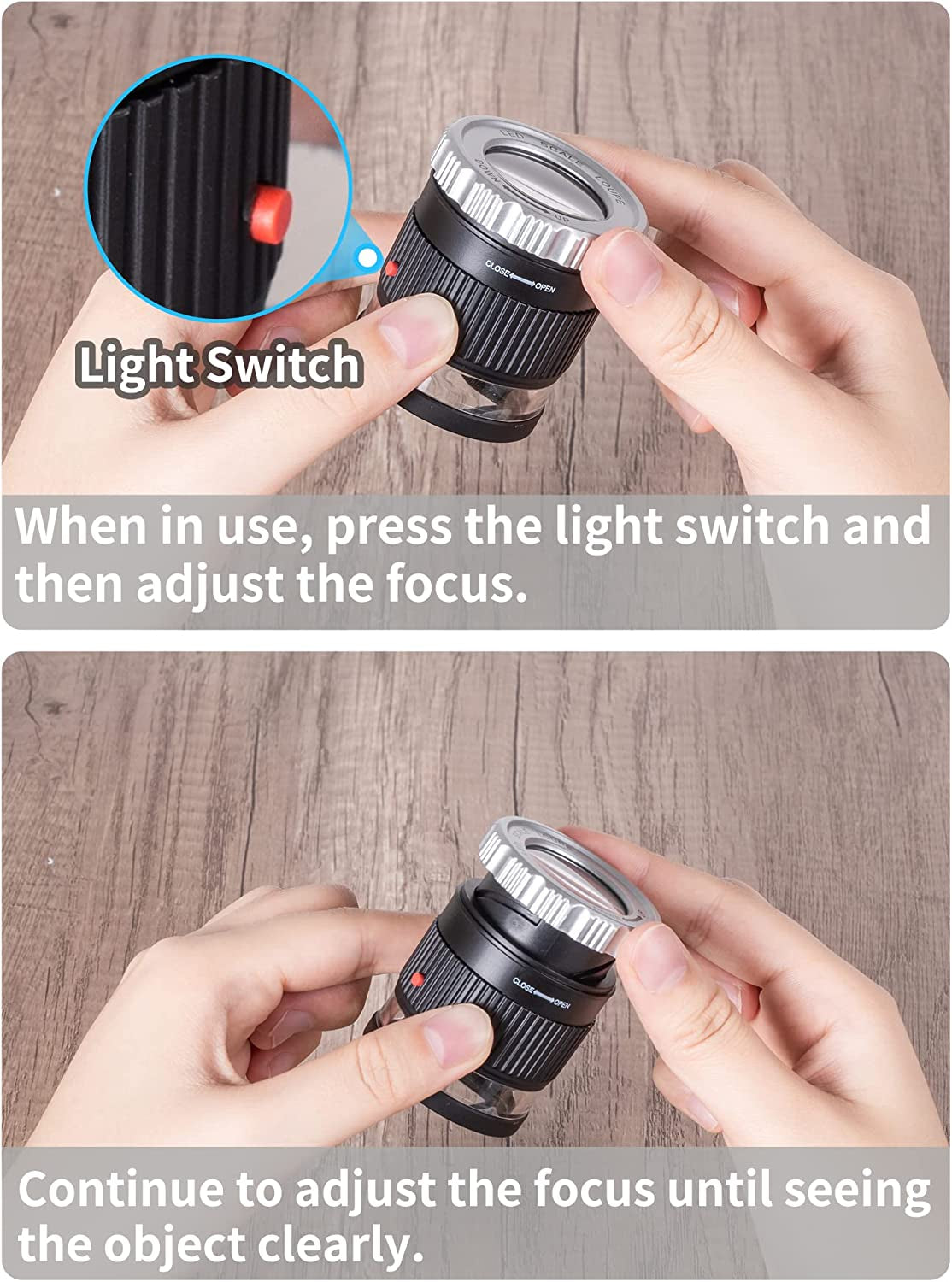 30X Jewelers Loupe, Adjustable Focal Length Magnifier with 3 LED Light for Gems, Jewelry, Coins, Stamps, Etc (Black)