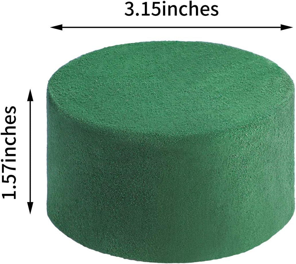 24 Pieces DIY Flower Arrangement Kit, 3.15 X 1.57 Inches Wet Floral Foam round Flower Arrangement Kit Green Wet Foam Block for Wedding, Aisle Flowers, Party Decoration